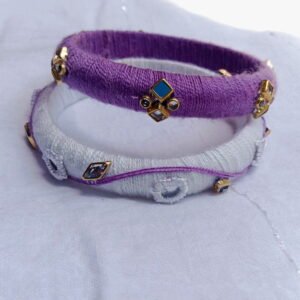 Elegant Handcrafted Thread Bangles Set – Purple & White