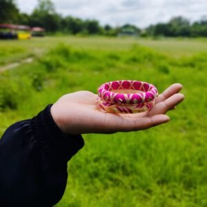 ColorSplash Thread Bangles – Pink & Gold Weave