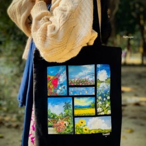 Hand-Painted Canvas Tote Bag – “Bloom For Yourself” | Artistic Eco Bag by WorkNest Mart